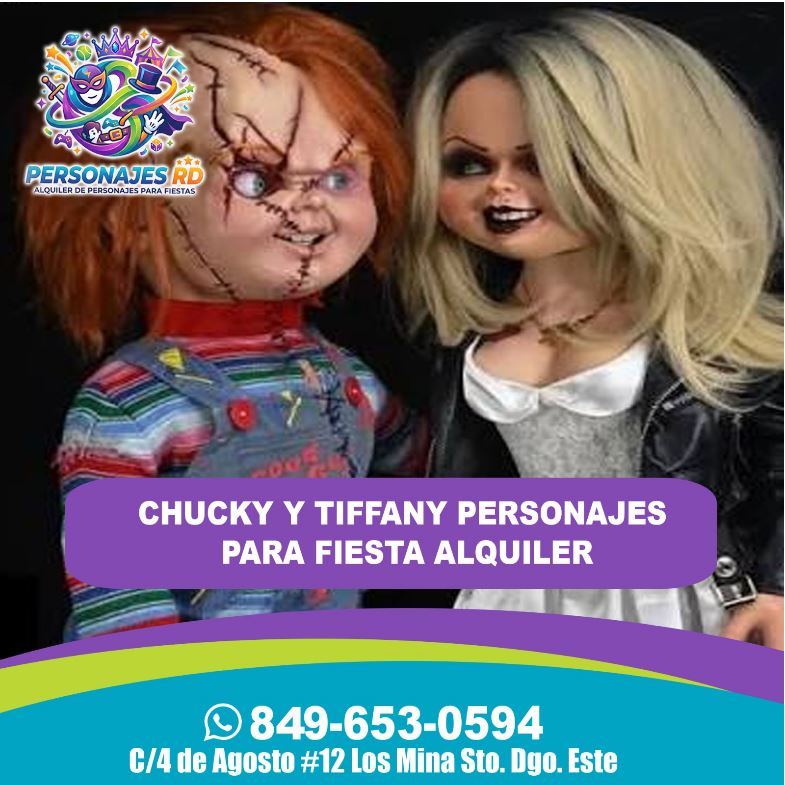 Chucky y tiffany personajes para fiesta alquiler
