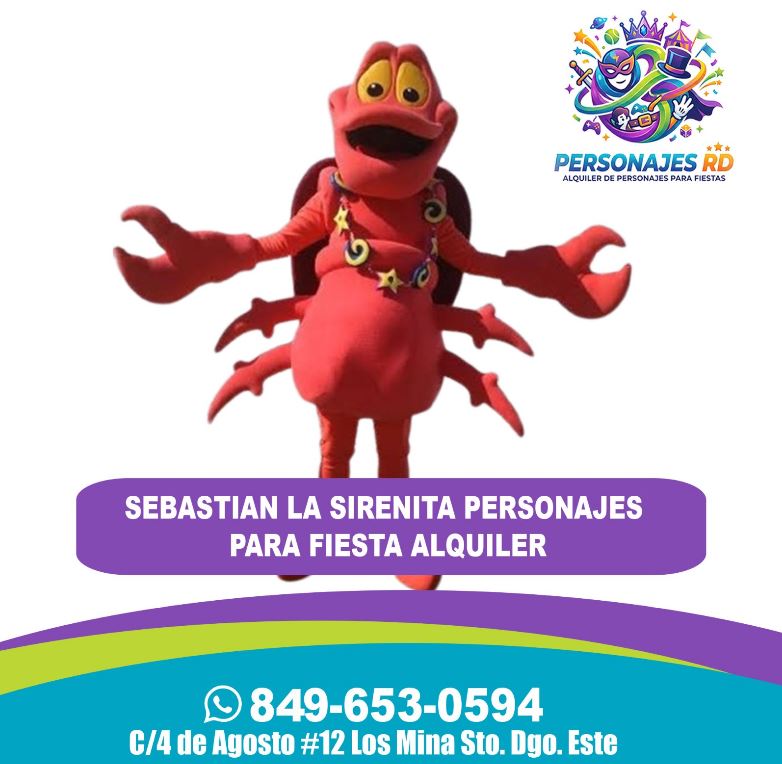 Personajes la sirenita sebastian personajes para fiesta alquiler