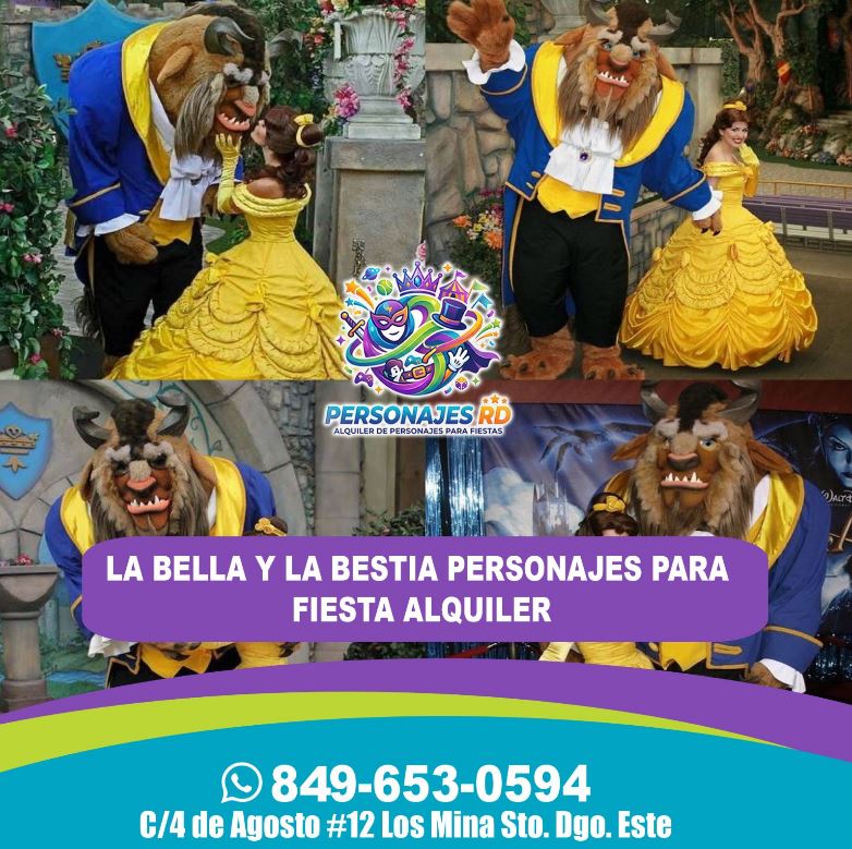 La bella y la bestia personajes para fiesta alquiler
