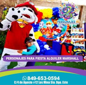 Personajes paw patrol marshall para fiesta alquiler