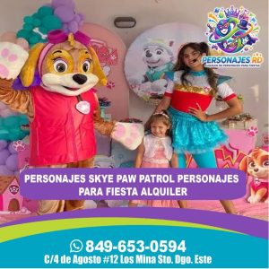 Personajes skye paw patrol para fiesta alquiler