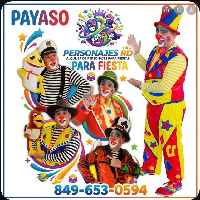 Payaso personajes para fiesta alquiler