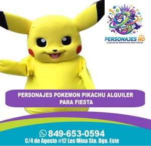Personajes pokemon pikachu alquiler para fiesta